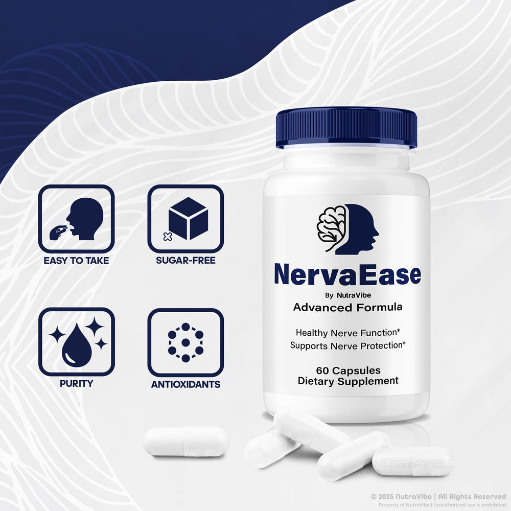 NutraVibe NervaEase packaging on shelf signals premium nerve support