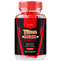 NutraVibe Titan Max gummies bottle for daily energy-support on the go.