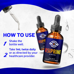 Label detail showing natural ingredients on Visiprime bottle.
