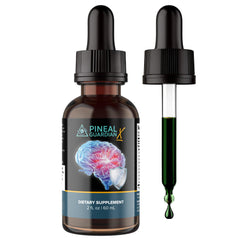 Pineal Guardian X drops poured into glass for easy daily focus.