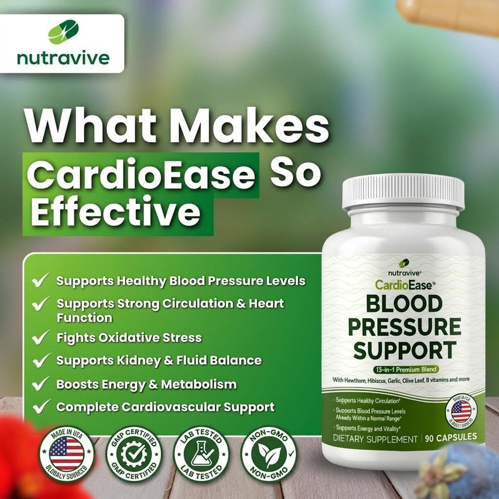 Nutravive hawthorn berry capsules for heart-friendly flavonoids and circulation support.