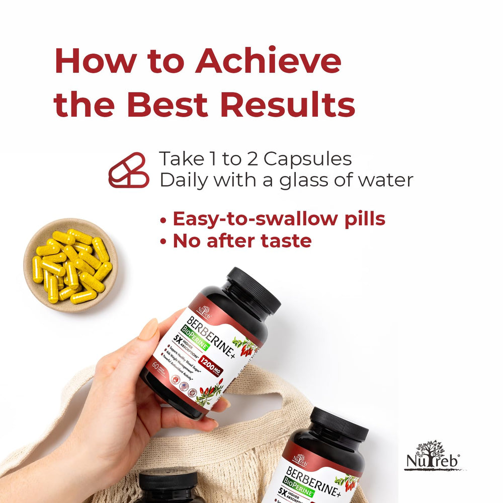 Nutreb Berberine non-GMO label confirms quality for daily use.