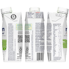 Nutren Junior Fiber Vanilla label close-up shows whey protein and fiber blend for balanced nutrition.