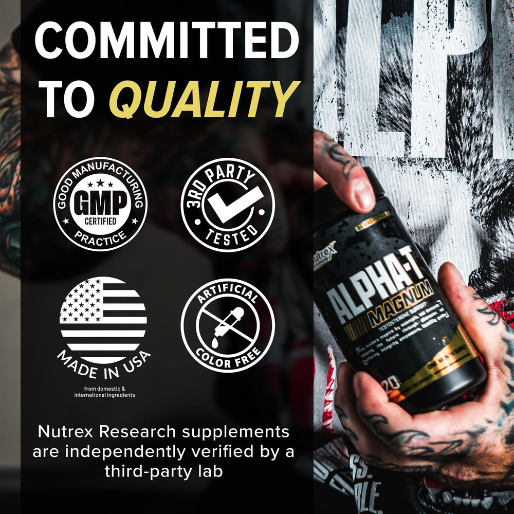 Illustration of ingredients; highlights Bulbine Natalensis and Shilajit in Alpha-T Magnum