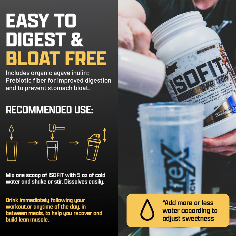 Nutrex IsoFit powder close-up reveals fine texture ideal for fast absorption