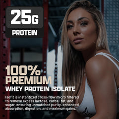 Nutrex IsoFit Vanilla Bean Ice Cream shake poured into a glass