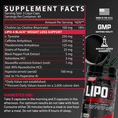 Pouring Nutrex Lipo-6 Black Max capsules for easy daily energy use.