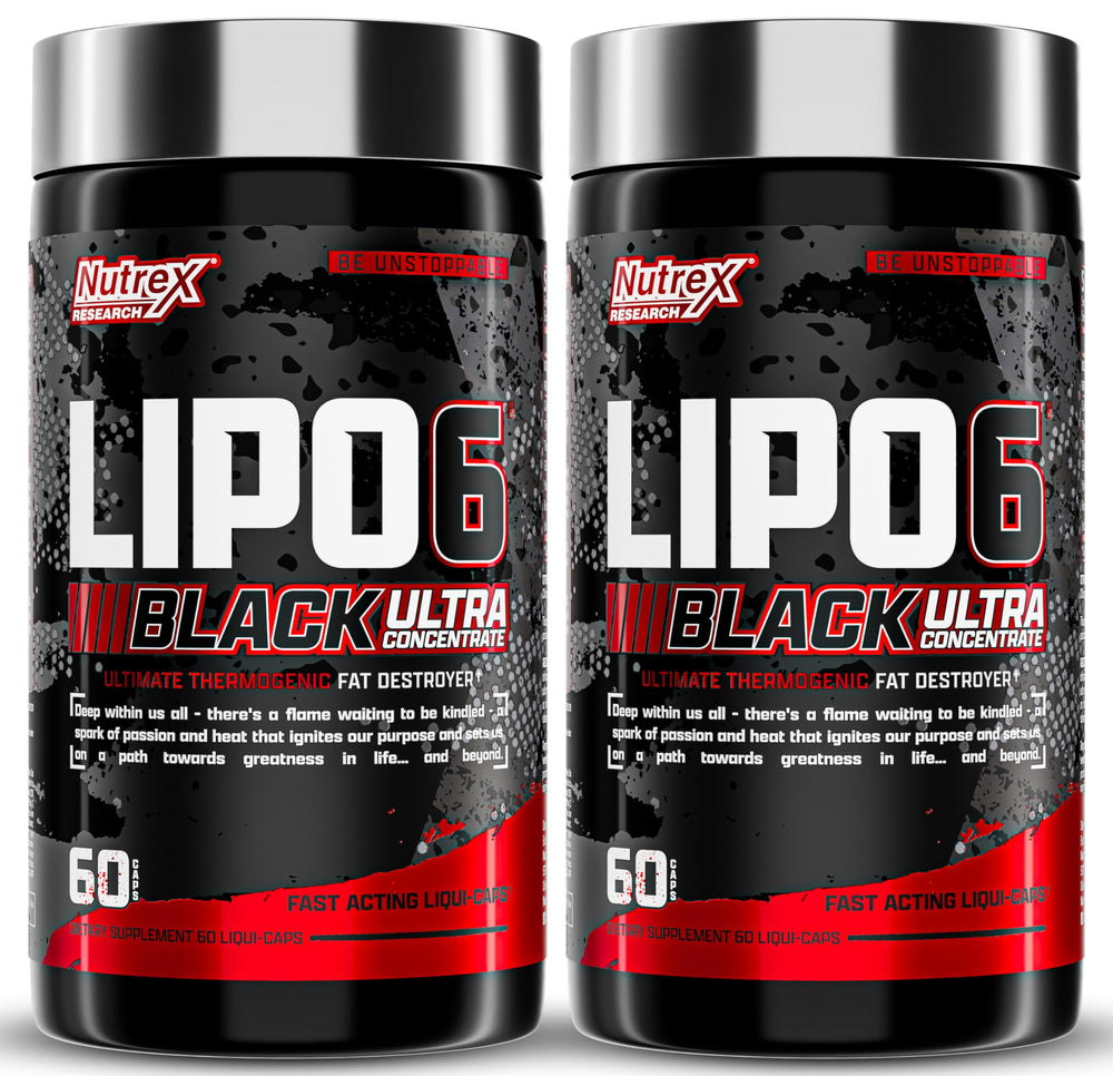 Nutrex Lipo-6 Black Ultra bottle showing a high-potency formula for daily energy.