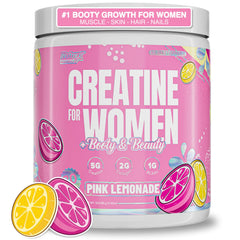 Nutrex Research Creatine Women tub front with pink lemonade flavor for daily use.