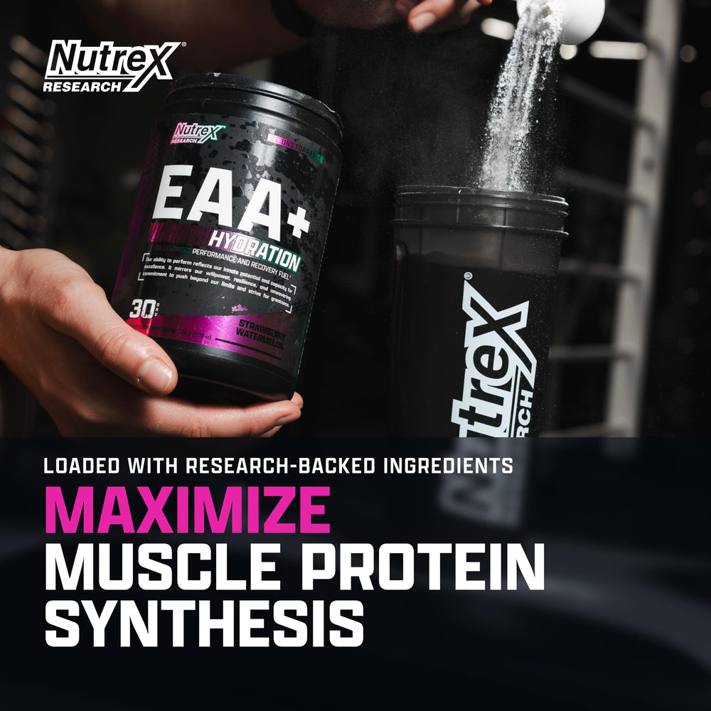 Nutrex EAA Hydration bottle ready for gym sessions