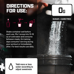 Pouring Nutrex EAA Hydration into water to mix quickly.
