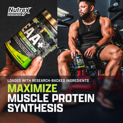 Nutrex Research EAA Hydration scoop closeup highlighting precise BCAA ratio.