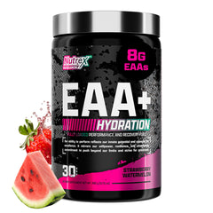 Nutrex Research EAA Hydration strawberry watermelon tub ready for workouts