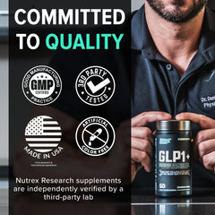 Lifestyle scene with Nutrex GLP-1 on a kitchen counter for everyday use.