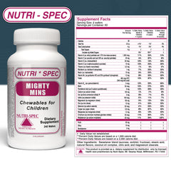 Nutri-Spec Mighty-Mins daily-use scene promoting routine multis for growing kids
