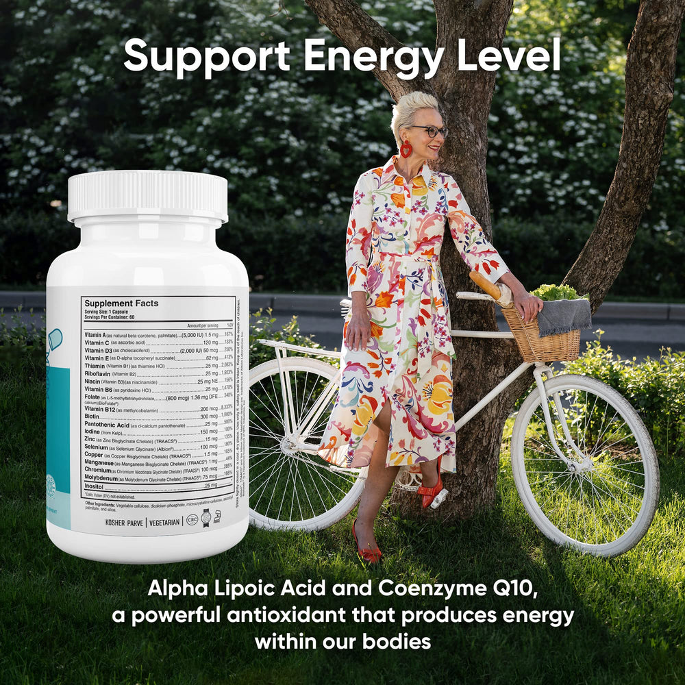 Nutri-Supreme Active 50 Plus capsules indicate a vegetarian-friendly formula.