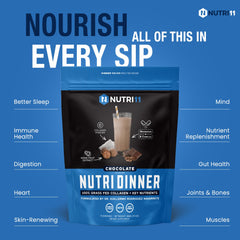 NutriDinner powder scoop ready to mix for a calming nightly shake