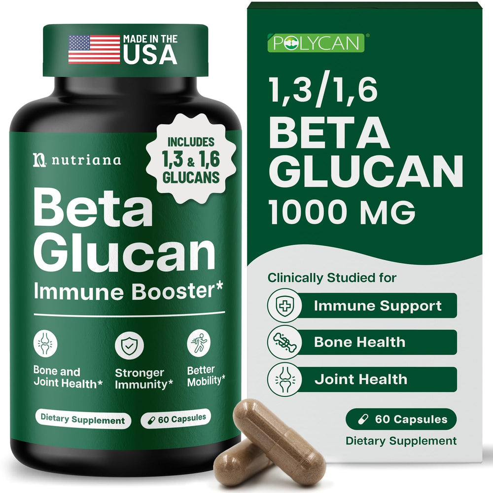 Nutriana Beta Glucan 1000mg bottle highlighting immune support potential