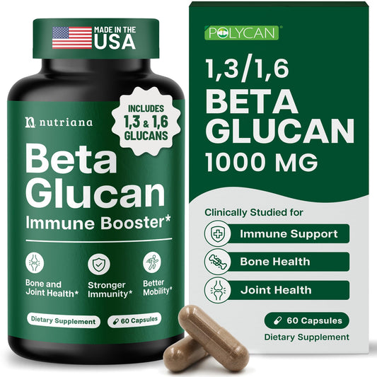 Nutriana Beta Glucan 1000mg bottle highlighting immune support potential