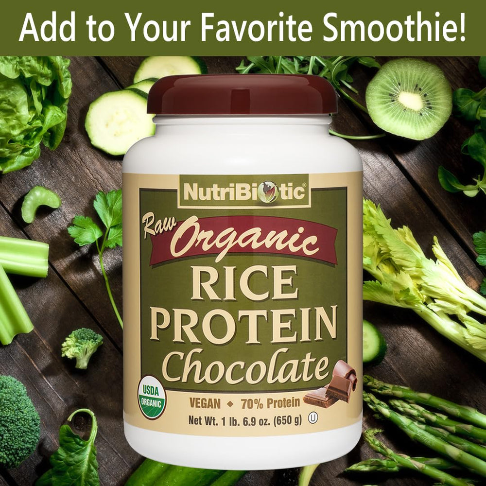 NutriBiotic nutrition panel presents protein content and ingredient details
