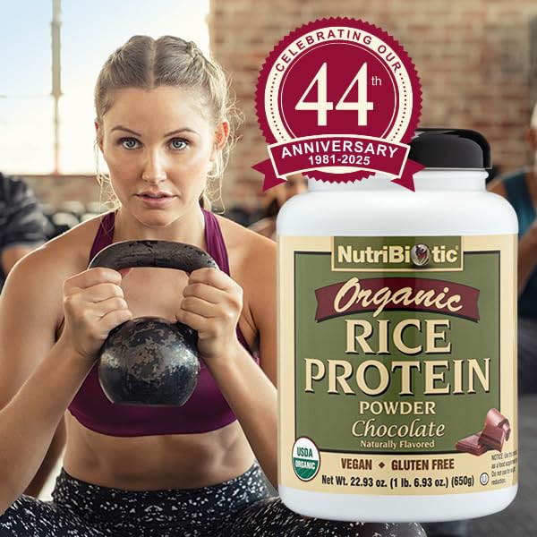NutriBiotic shake glass demonstrates a smooth vegan drink with chocolate flavor