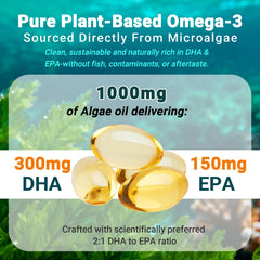 Nutribota fish-free algae oil packaging showing eco-friendly branding and sustainable sourcing