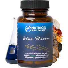 Nutricel Methylene Blue Capsules bottle showing precise 7 mg dosing for daily support