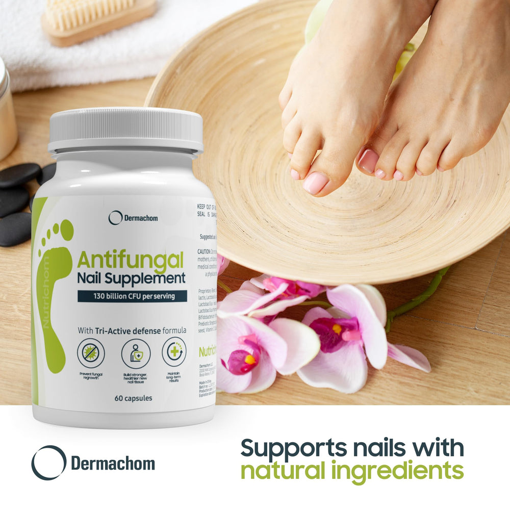 Nutrichom garlic extract capsule for internal nourishment aiding nails.