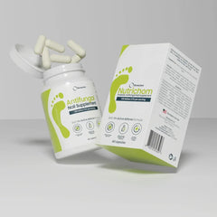 Nutrichom probiotic fungal nail cleanser bottle may support healthier-looking nails daily.