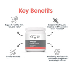 Nutricology Arthred nutrition panel emphasizes amino acids like glycine and proline.
