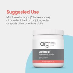 Nutricology Arthred label close-up shows product name and collagen profile.