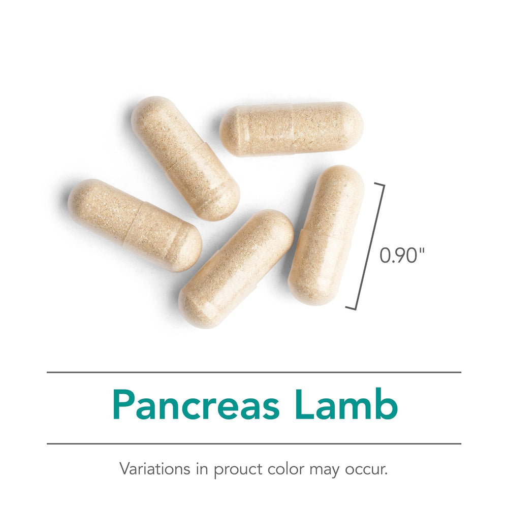 Nutricology Pancreas Lamb Supplement capsules ready for before meals use.