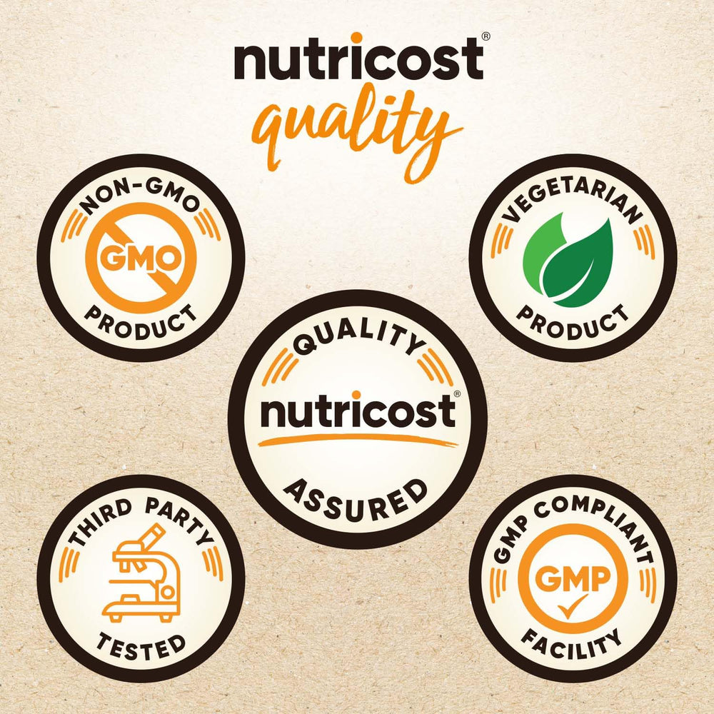 Nutricost barley grass juice powder container displayed for convenient daily use.
