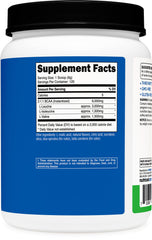 Nutricost BCAA Powder Green Apple packaging on shelf emphasizes vegan and gluten-free.