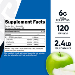 Nutricost BCAA Powder Green Apple scoop included for precise serving.
