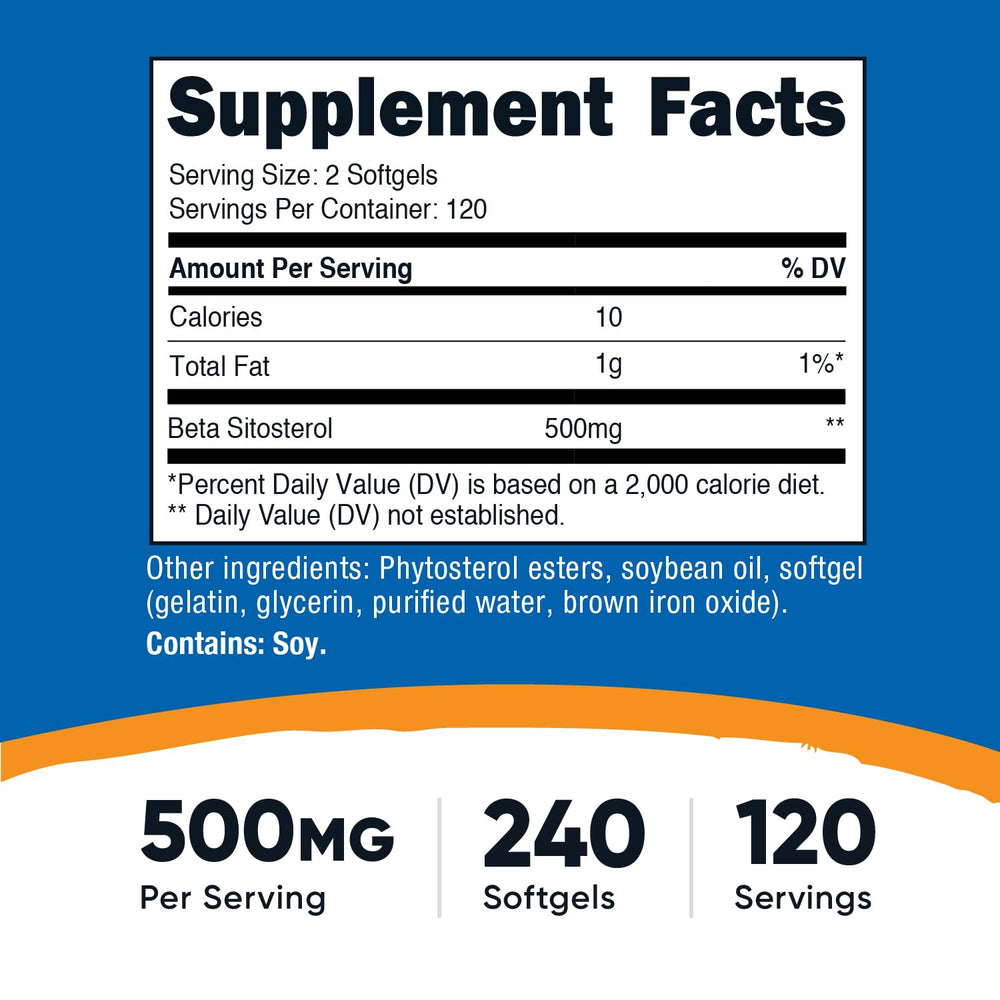 Nutricost Beta Sitosterol softgel detail emphasizing smooth texture for easy swallowing
