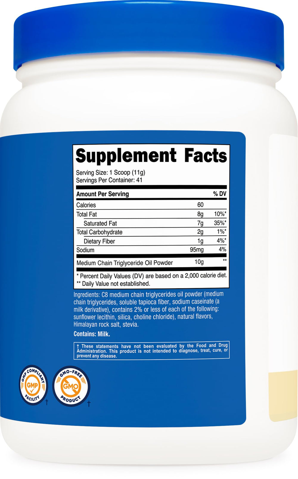 Nutricost C8 MCT Oil Powder packaging with shaker-ready mix.