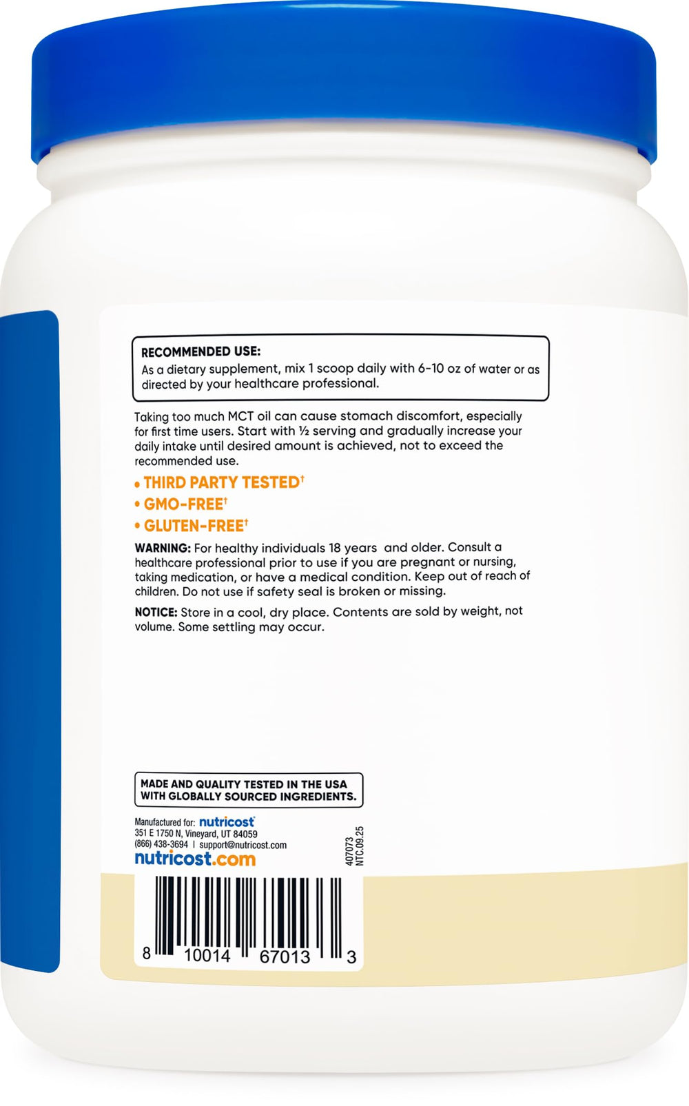 Nutricost C8 MCT Oil Powder in smoothie showing versatile use.