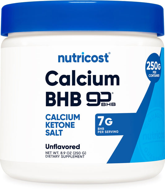Nutricost Calcium BHB powder bottle ready for daily mixing