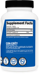 Nutricost Creatine HCl bottle with NSF GMP label.