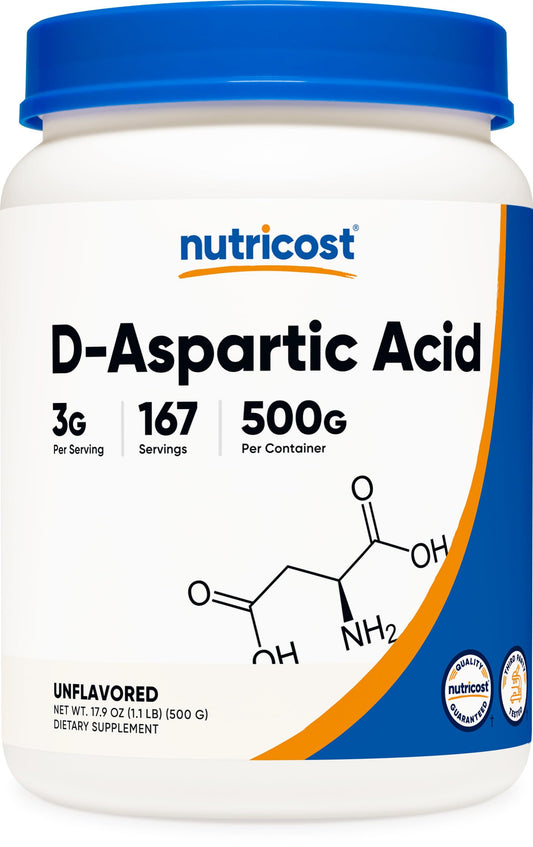 Nutricost DAA powder bottle front view for easy daily use