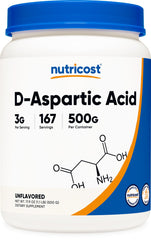 Nutricost DAA powder bottle front view for easy daily use