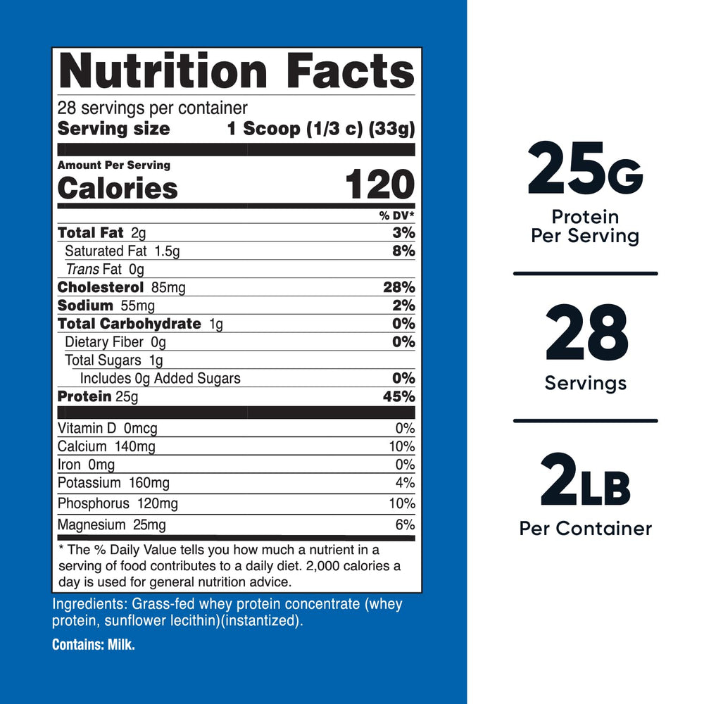 Nutricost Grass-Fed Whey Protein unflavored scoop close-up highlighting flexible mixing
