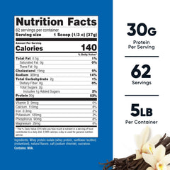 Nutricost Isolate Whey Vanilla 5 lbs scoop for quick post-workout protein.