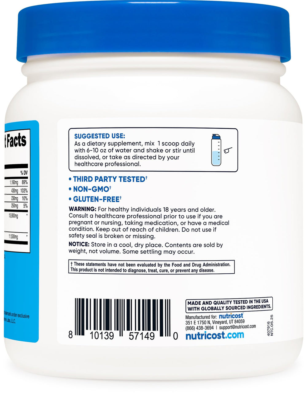 Nutricost Keto BHB ingredients panel close-up emphasizing minerals