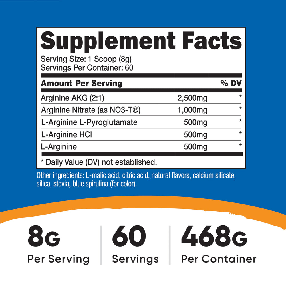 Nutricost L-Arginine Complex label close-up highlighting quality and gluten-free promise