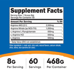 Nutricost L-Arginine Complex label close-up highlighting quality and gluten-free promise
