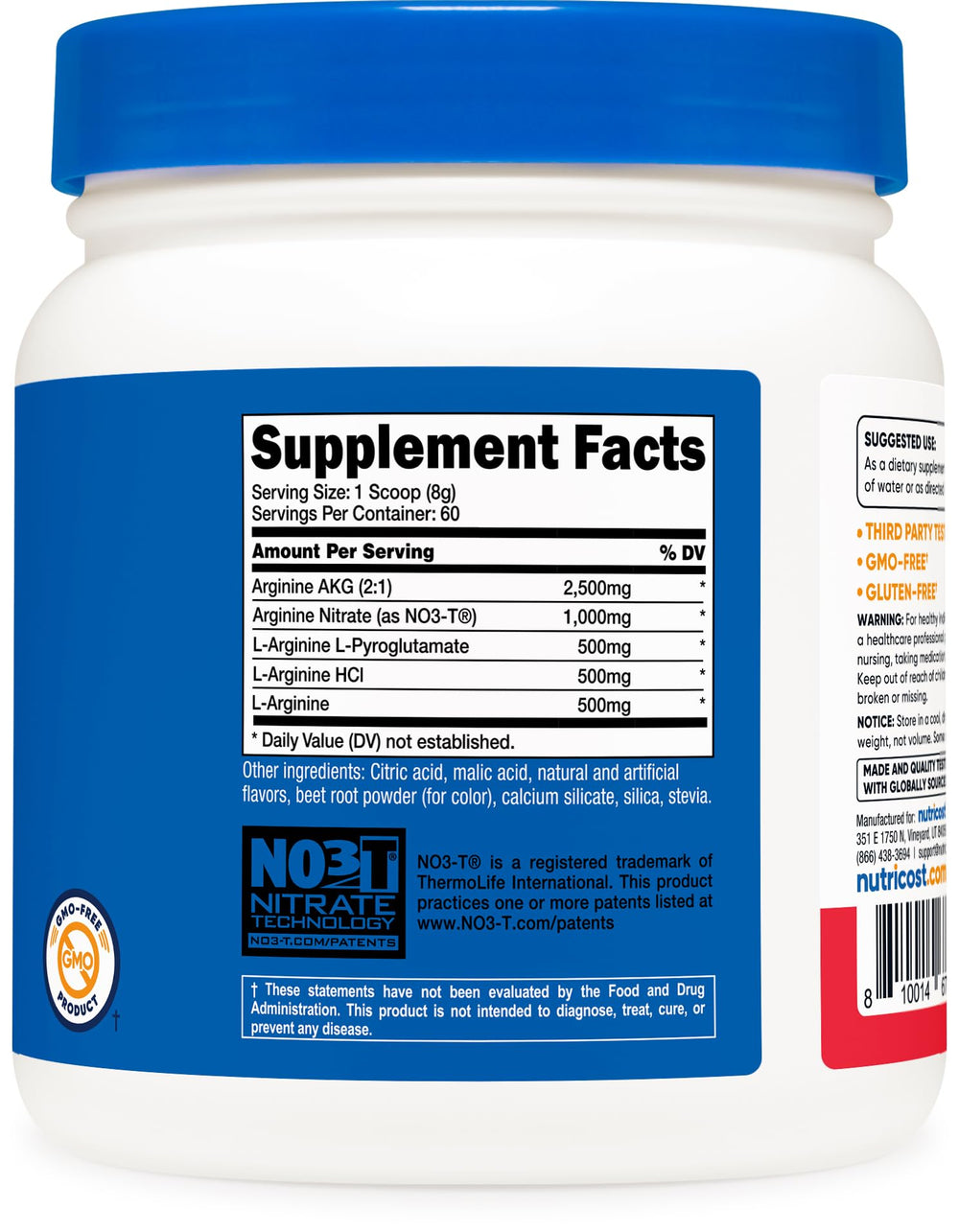 Nutricost L-Arginine Complex glass with prepared drink during workout.