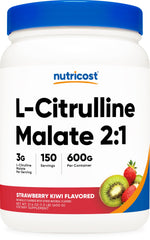 Nutricost L-Citrulina Malato 2:1, sabor fresa kiwi, bote para entrenamientos