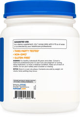 Nutricost L-Tyrosine powder jar highlighting gluten-free, non-GMO formula.